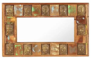 Spegel med buddha-utsmyckningar 80x50 cm massivt återvunnet trä