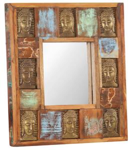 Spegel med buddha-utsmyckningar 50x50 cm massivt återvunnet trä