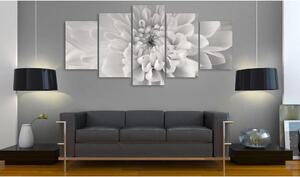 Canvas Tavla - Dahlia flower in grey shades - 100x50