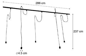 Modernt 1-fas skensystem med 5 hänglampor svart - Cavalux