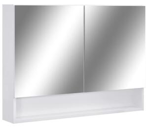 LED-Spegelskåp för badrum vit 80x15x60 cm MDF