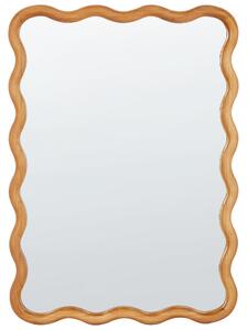 Väggspegel Ljust Trä Tall Ram Glas 50 x 72 cm Oregelbunden Dekorativ Väggmonterad Accent Stycke Modern Stil Beliani
