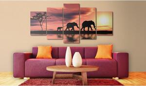 Canvas Tavla - African elephants family - 200x100