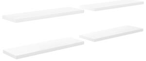 Svävande vägghyllor 4 st vit högglans 120x23,5x3,8 cm MDF