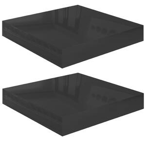 Svävande vägghyllor 2 st svart högglans 23x23,5x3,8 cm MDF