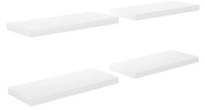 Svävande vägghyllor 4 st vit högglans 60x23,5x3,8 cm MDF