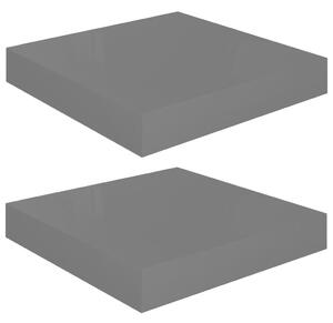 Svävande vägghyllor 2 st grå högglans 23x23,5x3,8 cm MDF
