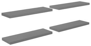 Svävande vägghyllor 4 st grå högglans 80x23,5x3,8 cm MDF