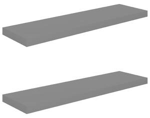 Svävande vägghyllor 2 st grå högglans 90x23,5x3,8 cm MDF