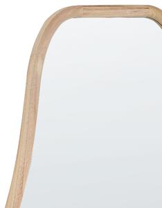 Väggspegel Ljus Paulownia Träram 79 x 180 cm Oregelbunden Form med Krokar Modern Stil Väggdekor Beliani