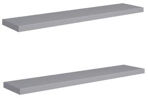 Svävande vägghyllor 2 st grå 120x23,5x3,8 cm MDF