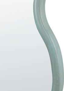 Väggspegel Blå Paulownia Träram 58 x 90 cm Oregelbunden Form med Krokar Modern Stil Väggdekor Beliani
