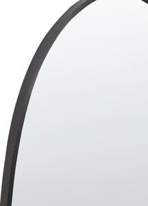 Väggspegel Svart Metallram 46 x 160 cm Aluminium Oregelbunden Form med Krokar Modern Stil Väggdekor Beliani