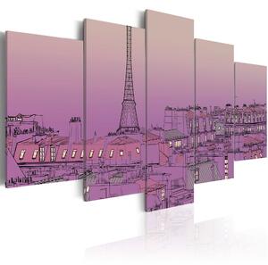 Canvas Tavla - Lavender sunrise over Paris - 100x50