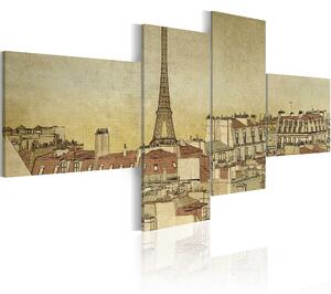 Canvas Tavla - Parisian chic in retro style - 100x45