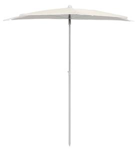 Halvrunt parasoll med stång 180x90 cm sand - Vit