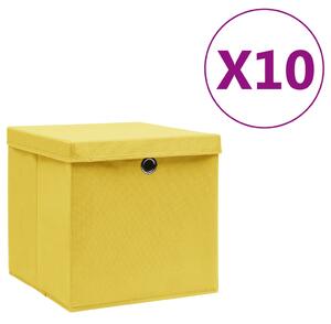 Förvaringslådor med lock 10 st 28x28x28 cm gul