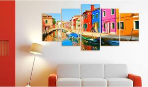 Canvas Tavla - Waterfront in rainbow colors - 100x50