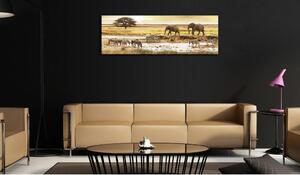 Canvas Tavla - Africa: at the waterhole - 120x40