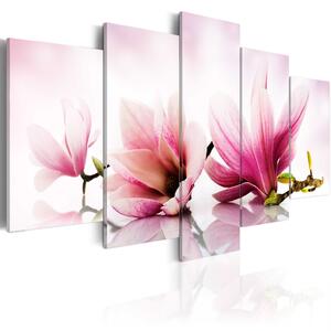 Canvas Tavla - Magnolias: pink flowers - 100x50