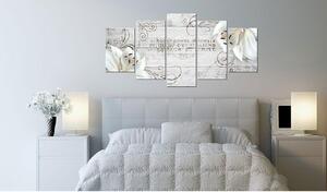 Canvas Tavla - White lilies on wood - 100x50