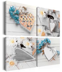 Canvas Tavla - Flowers and hearts - 40x40