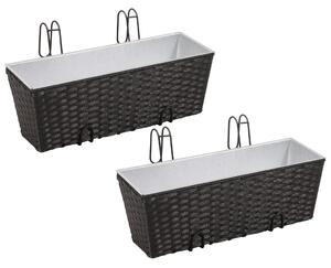 Blomlåda för balkong 2-pack konstrotting/zink svart 50cm