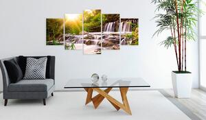 Canvas Tavla - Forest Waterfall - 100x50
