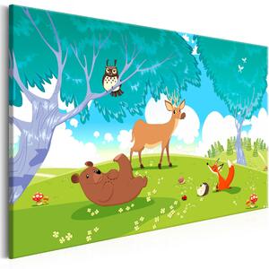 Canvas Tavla - Friendly Animals Wide - 120x80
