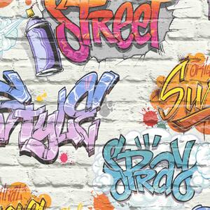 DUTCH WALLCOVERINGS Tapet graffiti flerfärgad L179-05