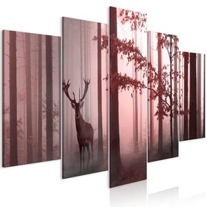 Canvas Tavla - Morning (5 delar) Wide Pink - 100x50