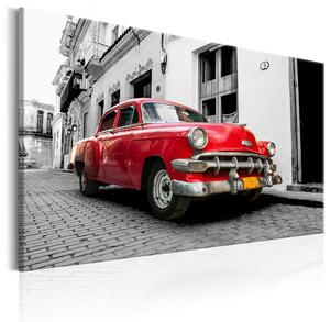 Canvas Tavla - Cuban Classic Car (Red) - 90x60