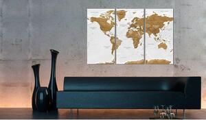 Canvas Tavla - World Map: White Poetry - 90x60