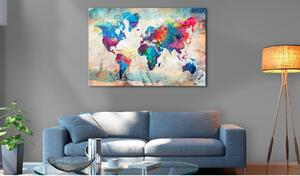 Canvas Tavla - World Map: Colourful Madness - 90x60