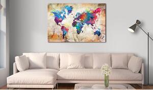 Canvas Tavla - World Map: Urban Style - 90x60