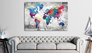 Canvas Tavla - World Map: Grey Style - 90x60