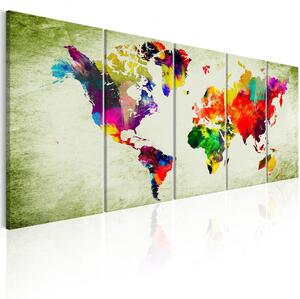 Canvas Tavla - Colourful Continents - 200x80