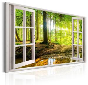 Canvas Tavla - Window: View on Forest - 90x60