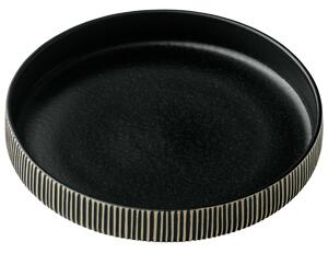 Playground Djup tallrik Nara relief med hög kant; 130 cl, 24x4.2 cm (ØxH); Svart/Vit; Rund; 6 Styck / Förpackning