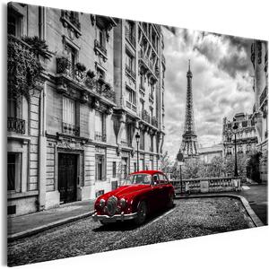 Canvas Tavla - Car in Paris Red Wide - 90x60