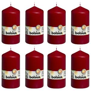 Bolsius Blockljus 8 st 130x68 mm vinröd