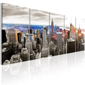 Canvas Tavla - New York: Grey Tower Blocks - 200x80