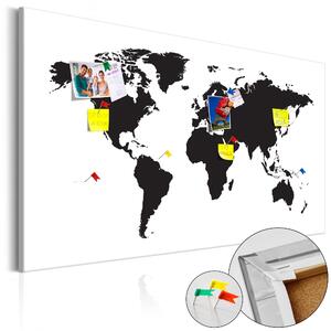 Anslagstavla i kork - World Map: Black & White Elegance - 90x60