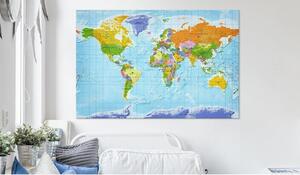 Anslagstavla i kork - World Map: Countries Flags - 90x60