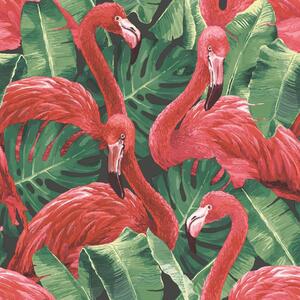 Noordwand Tapet Flamingo and Monstera röd