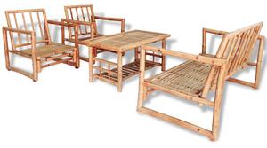 Loungegrupp för trädgården med dynor 4 delar bambu