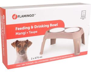 FLAMINGO Dubbel matskål Mangi taupe 2x675 ml