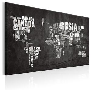Canvas Tavla - World Map: Mundo Negro - 60x40