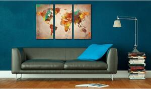Canvas Tavla - Painted World - triptych - 60x40