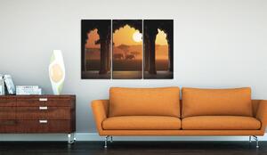 Canvas Tavla - The tranquillity of Africa - triptych - 60x40
